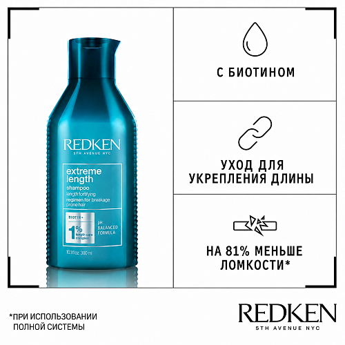 Шампунь для укрепления волос по длине - Redken Extreme Length Shampoo