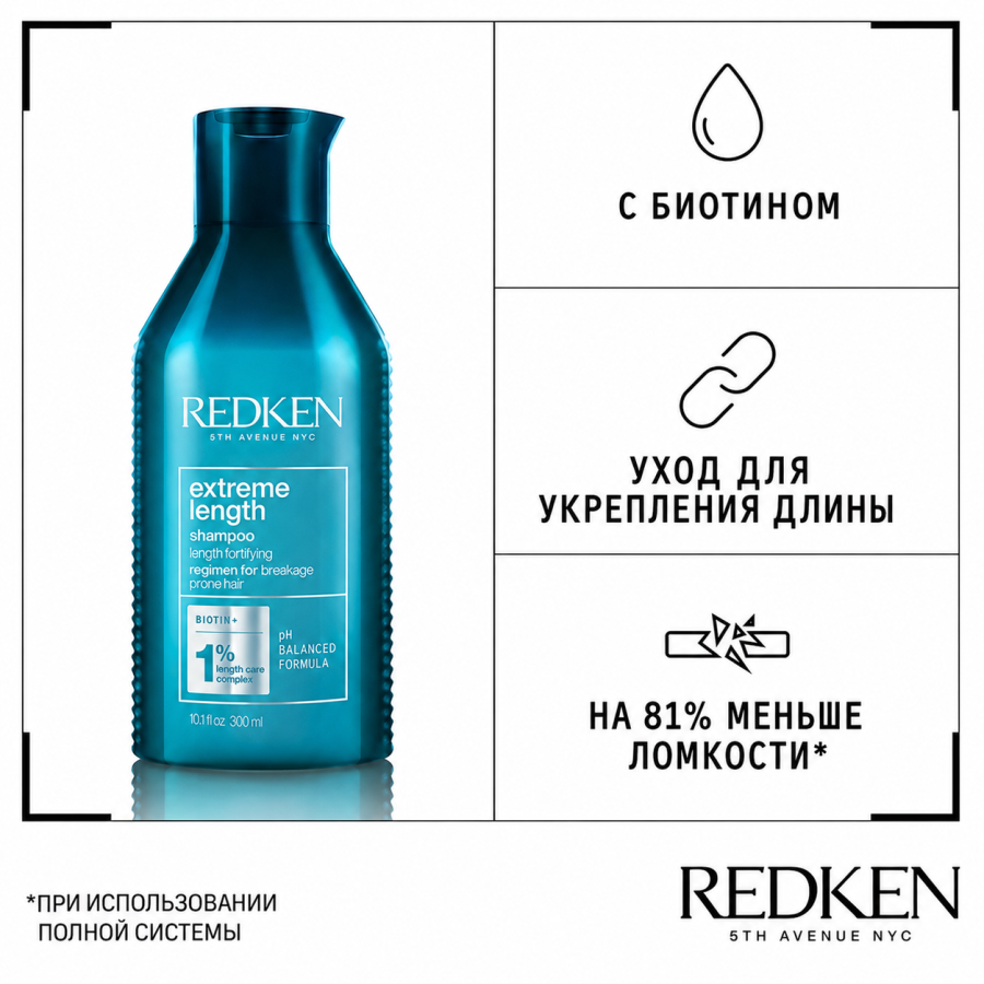 Шампунь для укрепления волос по длине - Redken Extreme Length Shampoo