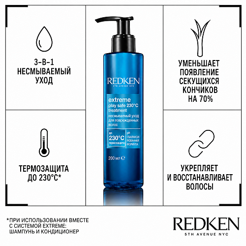 Термозащитный крем для волос - Redken Extreme Play Safe 230ºC